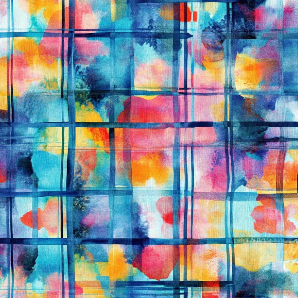 Estampa D1784, xadrez aquarelado.